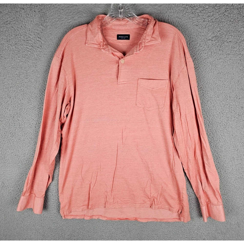 Proper Cloth Polo‎ Shirt Mens Coral Golfwear Long Sleeve High Low AC1607979A1